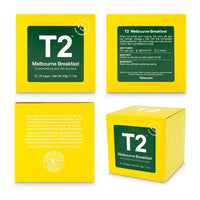 T2 Tea - Melbourne Breakfast Black Tea, 25 Tea Bags in a Box, Sweet Vanilla Flavoured Tea, 50g (B125AE019)