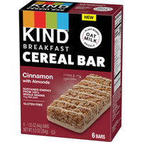 KIND Breakfast Cereal Bars, Gluten Free Snacks, Cinnamon with Almonds, 9.3oz Box (6 Bars)