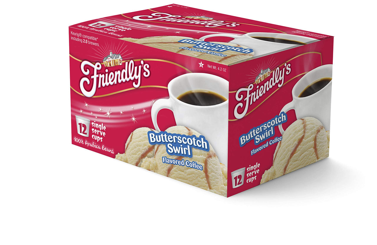 Friendly's  Flavored Ice Cream Coffee Pods, Compatible with Keurig K Cup Brewers (Butterscotch Swirl, 12 Count)