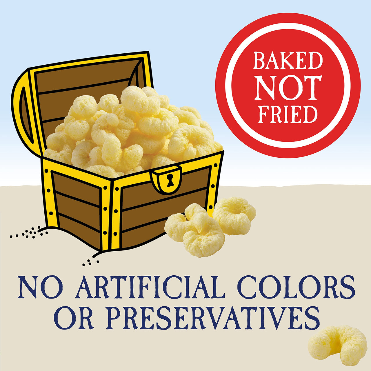 Pirate's  Booty Cheese Puffs, Healthy Kids Snacks, Easter Snacks, Real Aged White Cheddar, 10oz Party Sized Bag