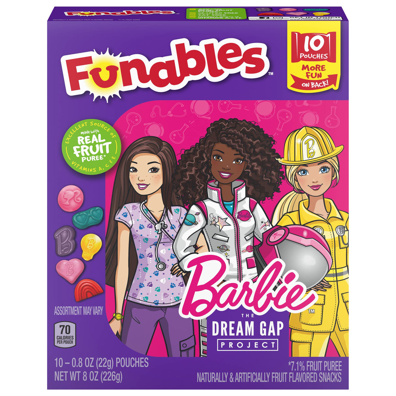 Funables Fruit Snacks, Barbie, 10 Count