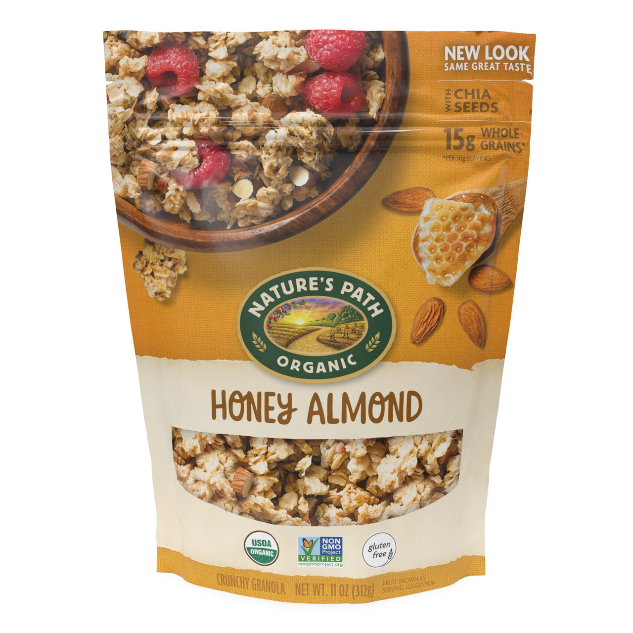 Nature's  Path Organic Gluten Free Honey Almond Granola, 11 Ounce, Non-GMO, 15g Whole Grains, with Omega-3 Rich Chia Seeds