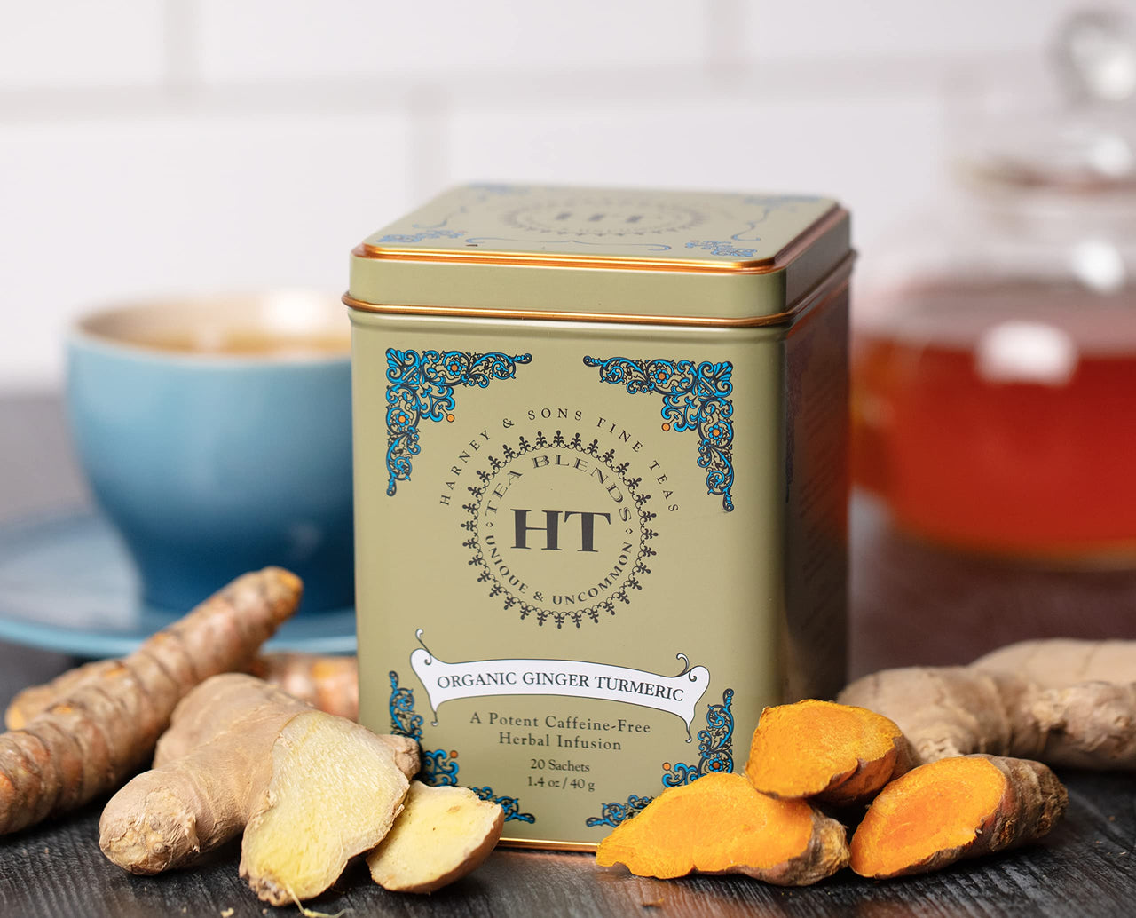 Harney & Sons HT Organic Ginger Turmeric Tea, 20 Sachets of Soothing Ginger Turmeric Tea