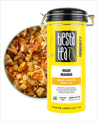 Tiesta Tea - Maui Mango, Loose Leaf Mango Pineapple Herbal Tea, Non-Caffeinated, Hot & Iced Tea, 6 oz Tin - 50 Cups, Natural Flavors, No Artificials, Herbal Tea Loose Leaf Blend