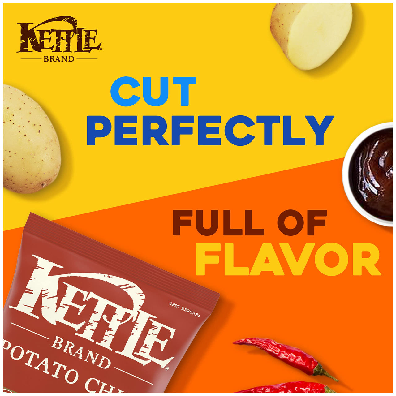 Kettle Brand Backyard Barbeque Kettle Potato Chips, Gluten-Free, Non-GMO, 7.5 oz Bag