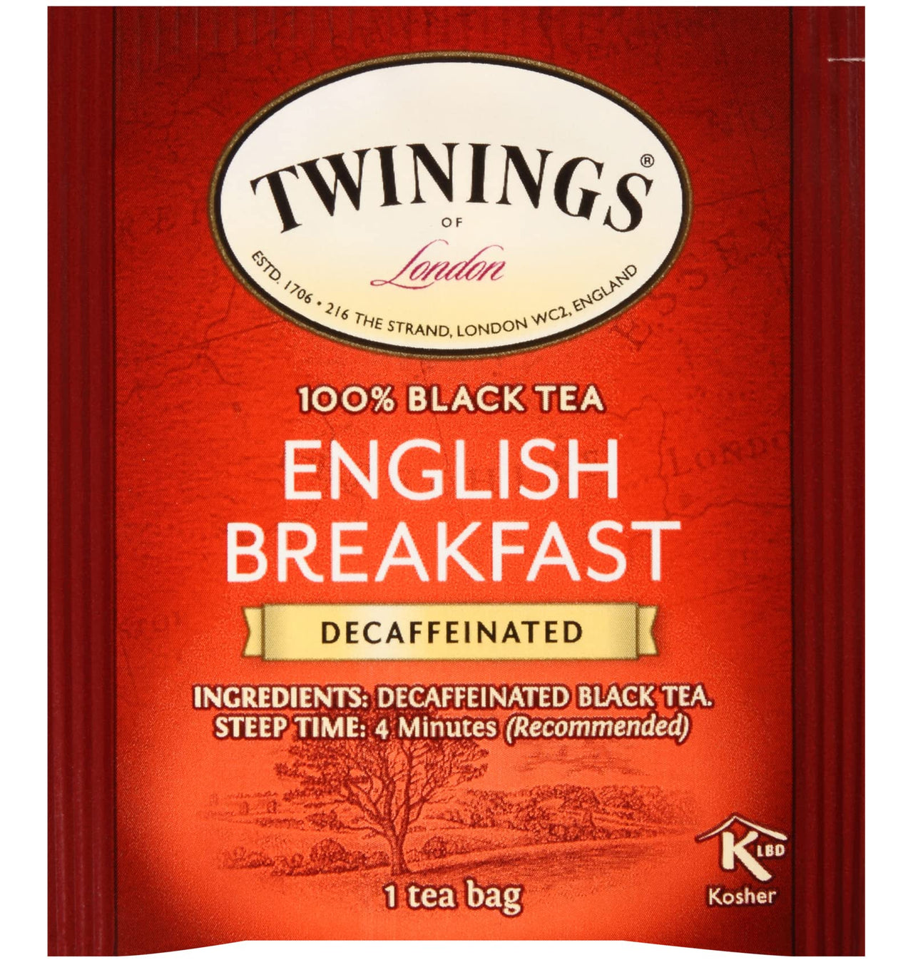 Twinings Decaffeinated English Breakfast Black Tea, 100 Individually Wrapped Tea Bags, Smooth, Flavourful Black Tea