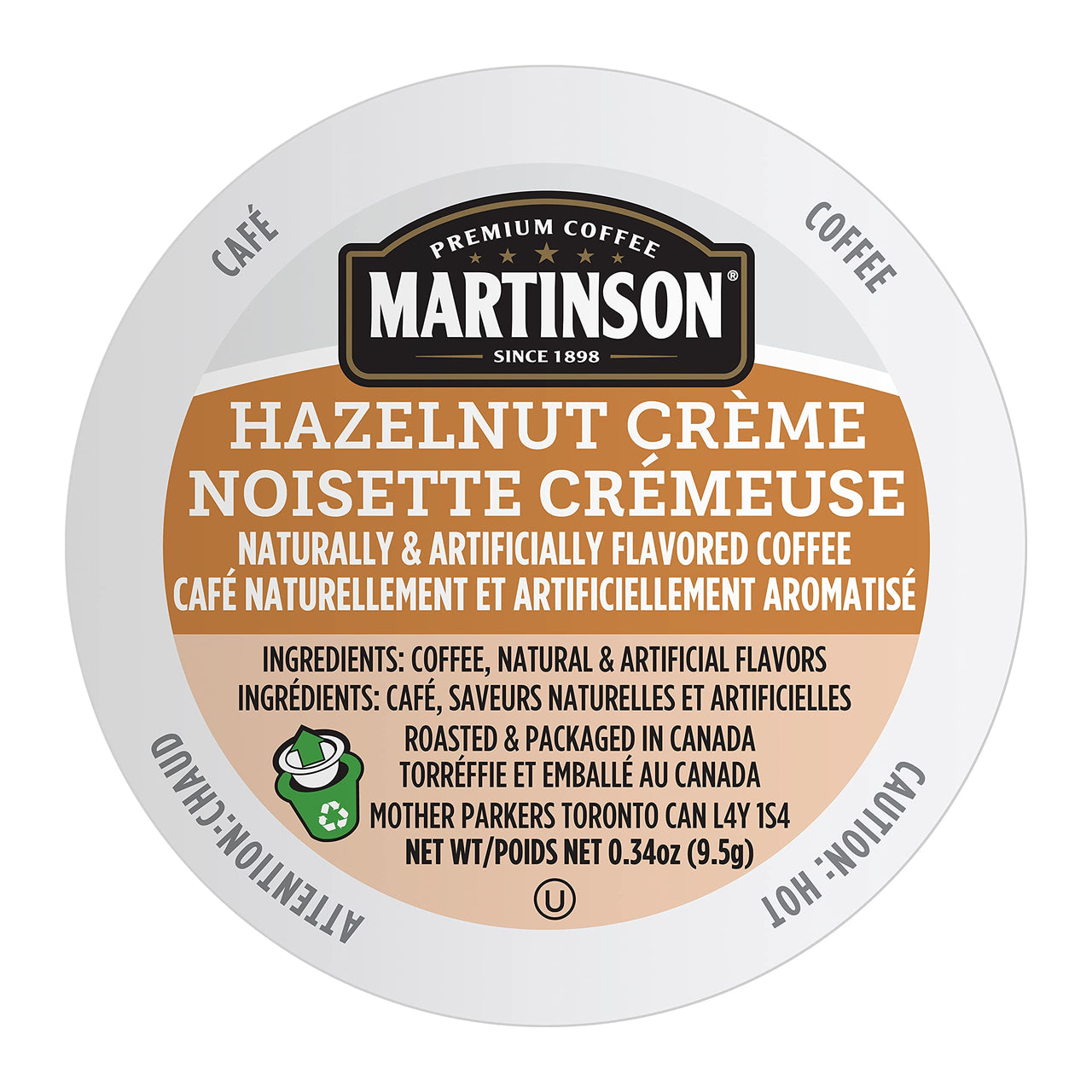 Martinson Hazelnut Crme Flavored Coffee, Light Roast, Keurig K-Cup Brewer Compatible Pods, 24 Count (Pack of 1)