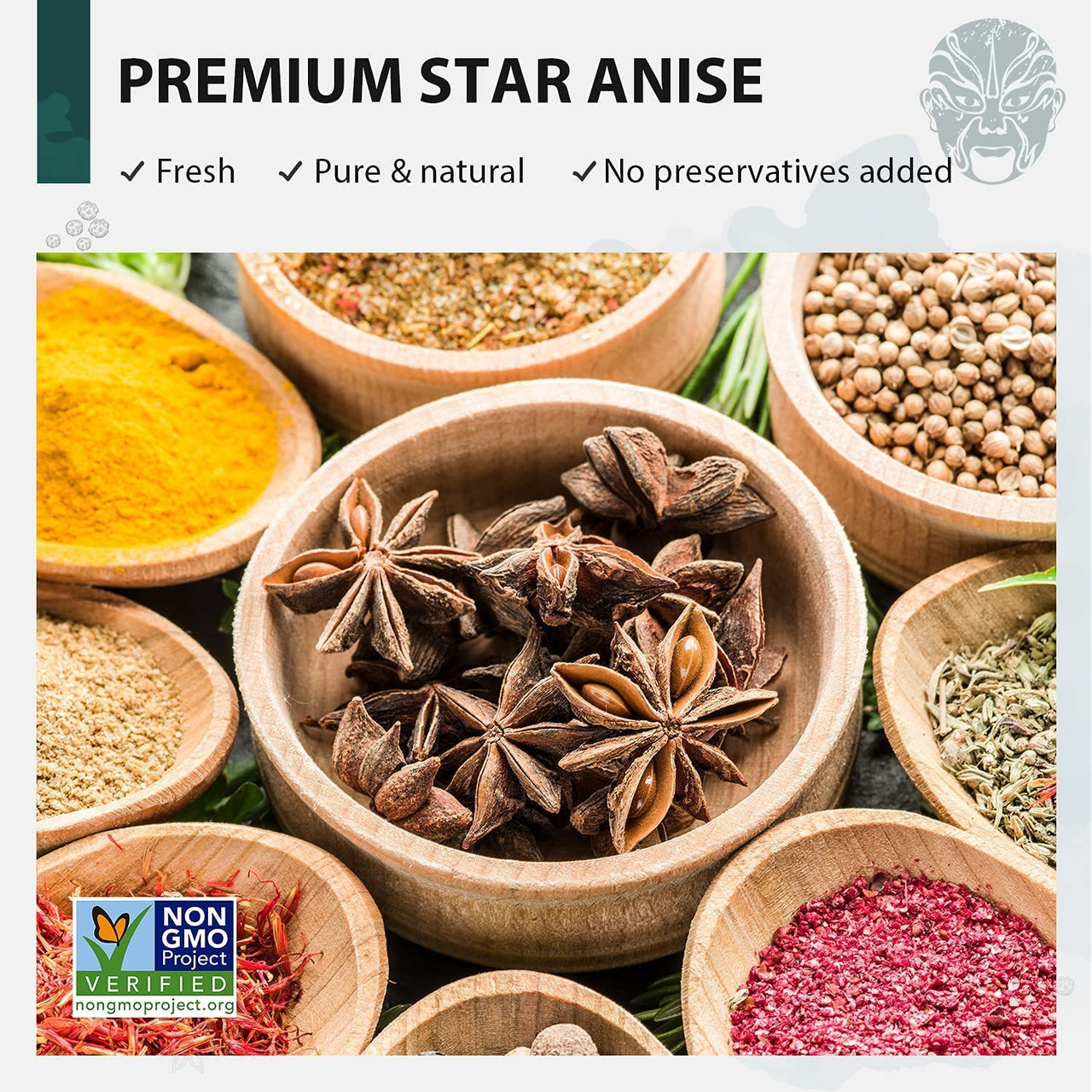 Soeos Star Anise Seeds (Anis Estrella), Whole Chinese Star Anise Pods, Dried Anise Star Spice, 4 oz.