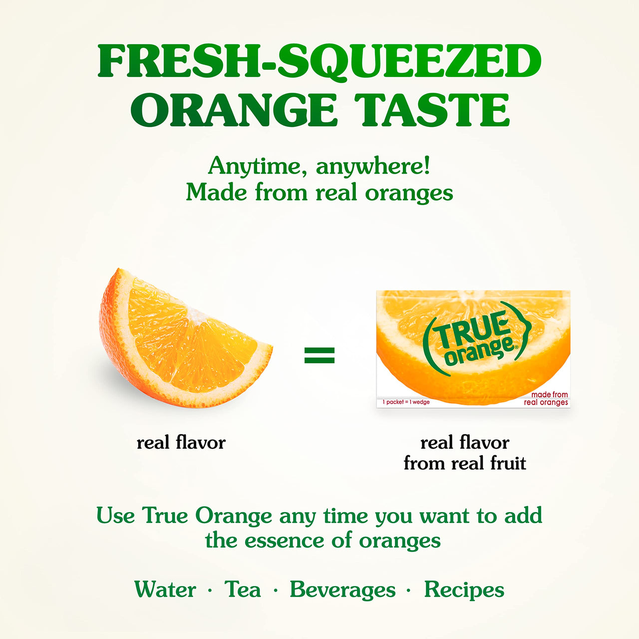TRUE ORANGE Water Enhancer, Bulk Dispenser Pack - 100 Count (Pack of 1)| Zero Calorie Water Flavoring | For Water, Bottled Water, Iced Tea & Recipes | Water Flavor Packets Made with Real Oranges
