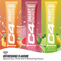 C4 Smart Energy Powder On-the-Go Stick Pack - Sugar Free Performance Fuel & Nootropic Brain Booster, Coffee Substitute or Alternative | Peach Mango - 14 Count