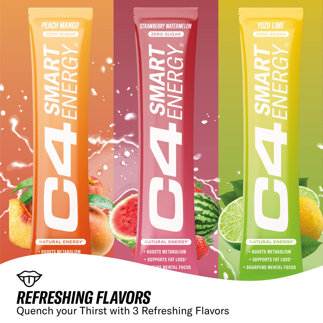 C4 Smart Energy Powder On-the-Go Stick Pack - Sugar Free Performance Fuel & Nootropic Brain Booster, Coffee Substitute or Alternative | Yuzu Lime - 14 Count