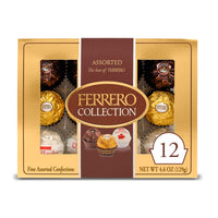 Ferrero Collection Premium Gourmet Assorted Hazelnut Milk Chocolate, Dark Chocolate and Coconut, A Great Easter Gift, 4.6 oz, 12 Count