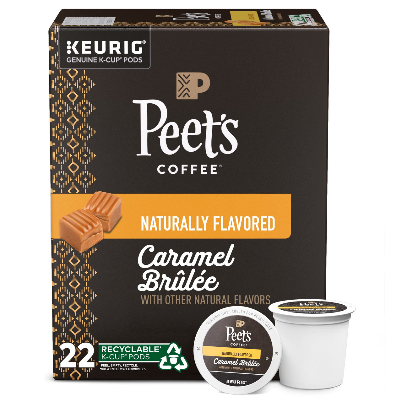 Peet's  Coffee Flavored K-Cup Pods, Caramel Brle (22 Count) Single Serve Pods Compatible with Keurig Brewers