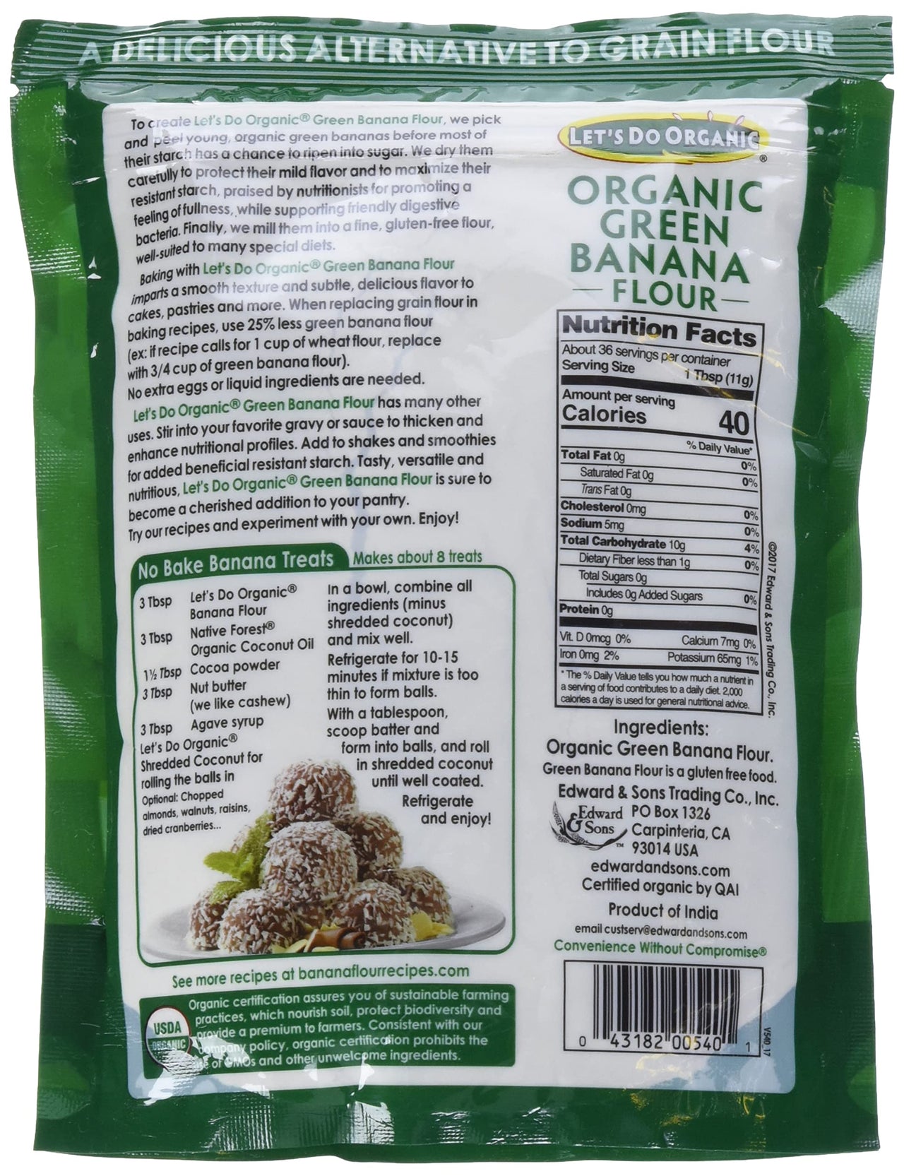 Let's  Do Organic Green Banana Flour, 14 Ounce (BWA25059)