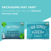 Reishi Mushroom Elixir Mix by Four Sigmatic | Coffee Alternative with Organic Reishi Mushroom Powder, Tulsi, Rose Hips & Mint | Support Stress & Sleep | Decaf, Vegan, Gluten-Free & Keto | 20 Packets