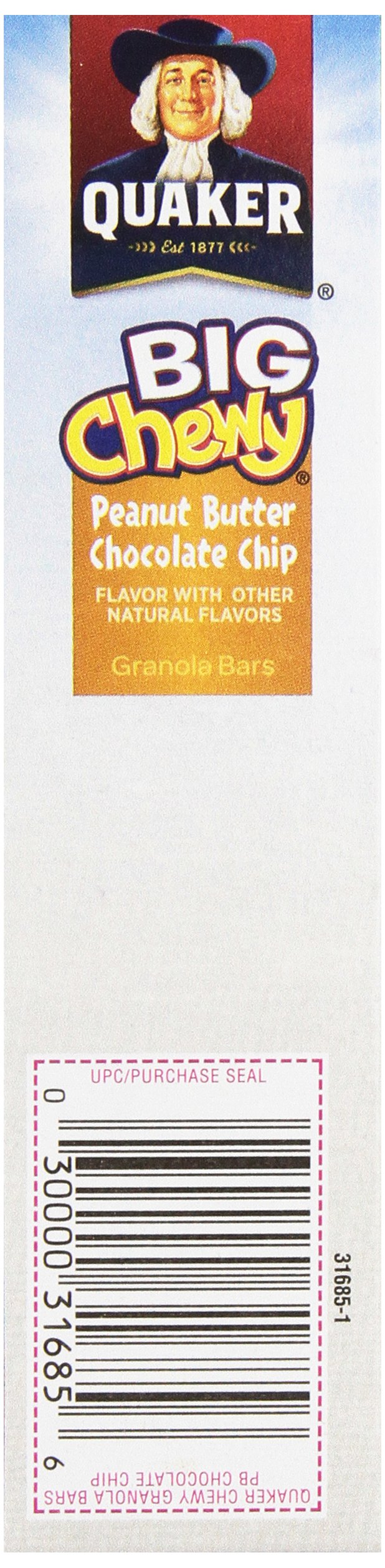 Quaker Big Chewy Chocolate Chip Granola Bar, Peanut Butter, 1.48oz 5 Count, 7.4oz