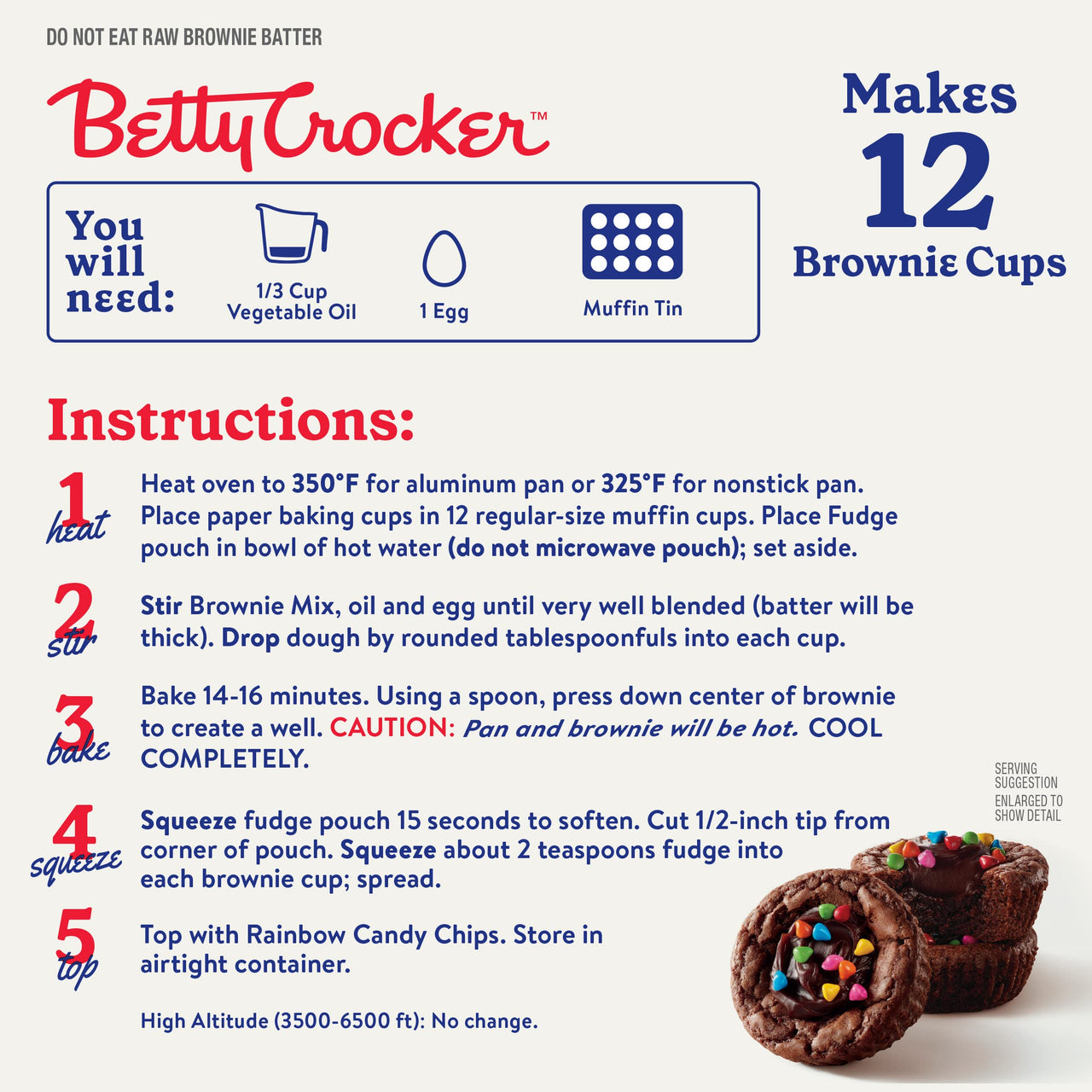 Betty Crocker Rainbow Fudge Brownie Cups Baking Mix, 13.7 oz Box