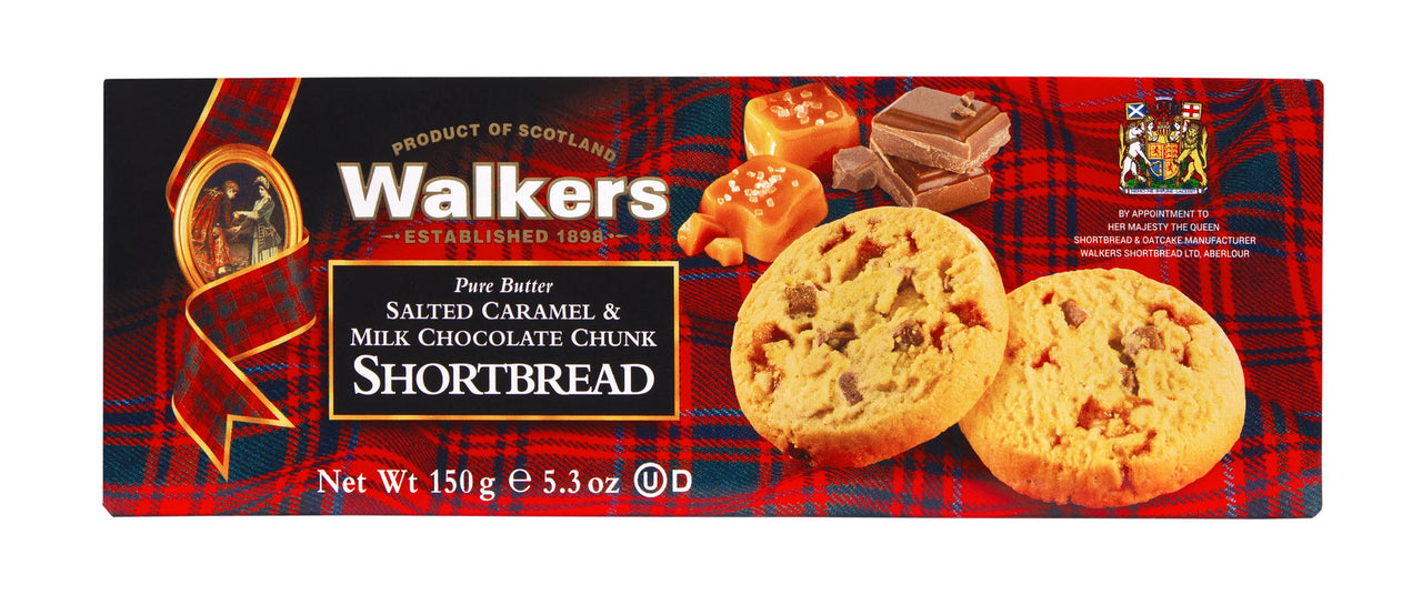 Walker's  Shortbread Salted Caramel & Milk Chocolate Chunk Cookies, Pure Butter Shortbread Cookies, 5.3 Ounces