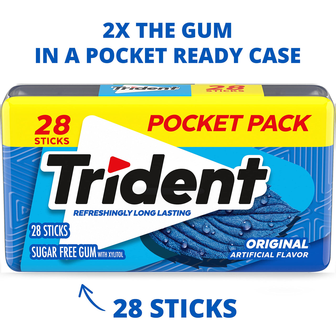 Trident Original Sugar Free Gum, 6 Pocket Packs of 28 Pieces (168 Total Pieces),28 Count (Pack of 6)