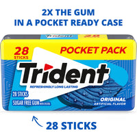 Trident Original Sugar Free Gum, 6 Pocket Packs of 28 Pieces (168 Total Pieces),28 Count (Pack of 6)
