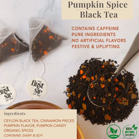 Pumpkin Spice Tea Bags - Black Tea with real Pumpkin, Cinnamon & Spices, Caffeine - 16 Cups | The Spice Hut, First Sip of Tea