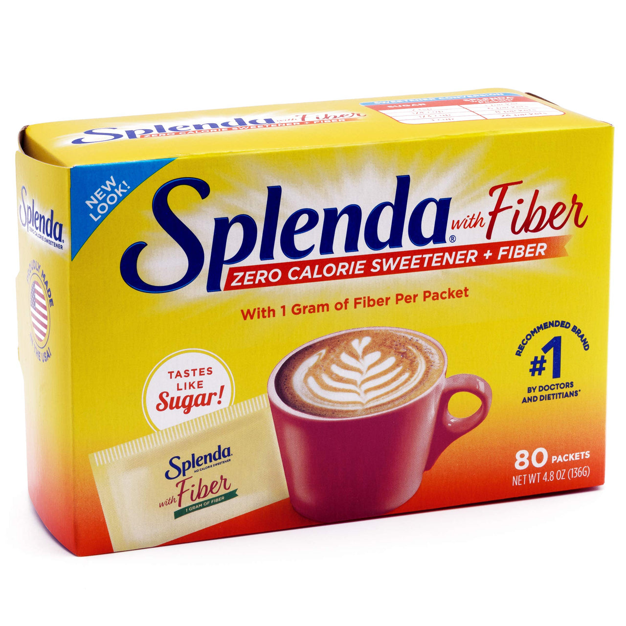 Splenda--No Calorie Sweetener 1G of Fiber Packets, 80 Count (Pack of 1), Sugar Substitute for Use with Coffee, Tea, Fruit, Cereal, and More