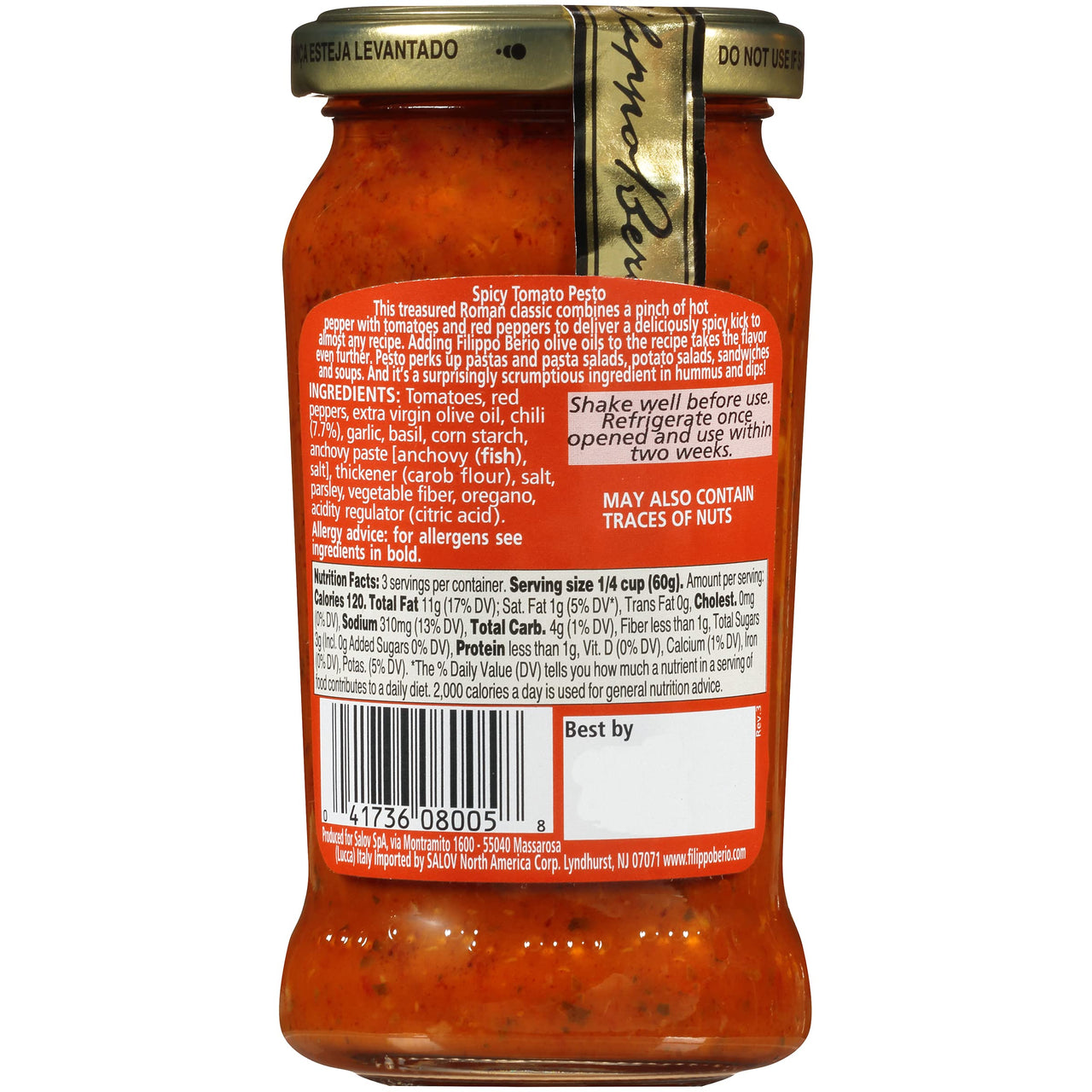 Filippo Berio Pesto, Spicy Tomato, 6.7 Ounce Glass Jar