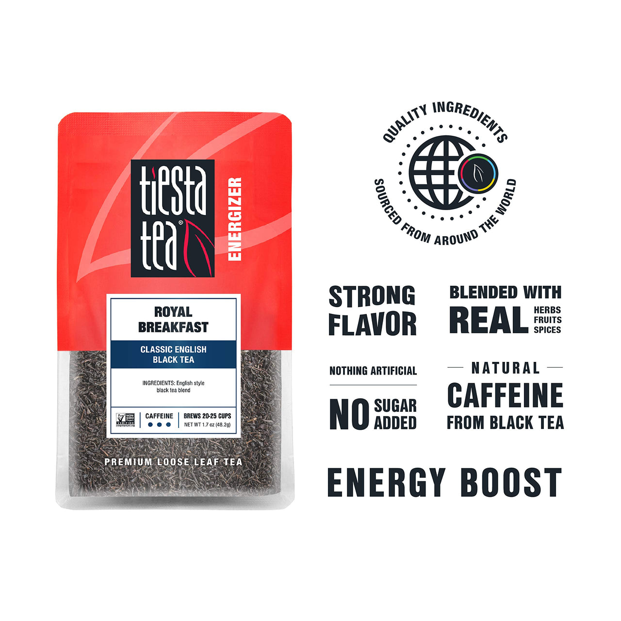 Tiesta Tea - Royal Breakfast, Loose Leaf Classic English Black Tea, High Caffeine, Hot & Iced Tea, 1.7 oz Pouch - 25 Cups, Natural, English Breakfast Tea, Black Tea Loose Leaf