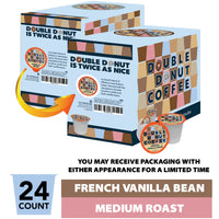 French Vanilla Coffee Pods, Vanilla Bean Flavored Coffee in Recyclable Single Serve Vanilla Pods for the Keurig K Cups Coffee Makers, From Double Donut - 24 cups