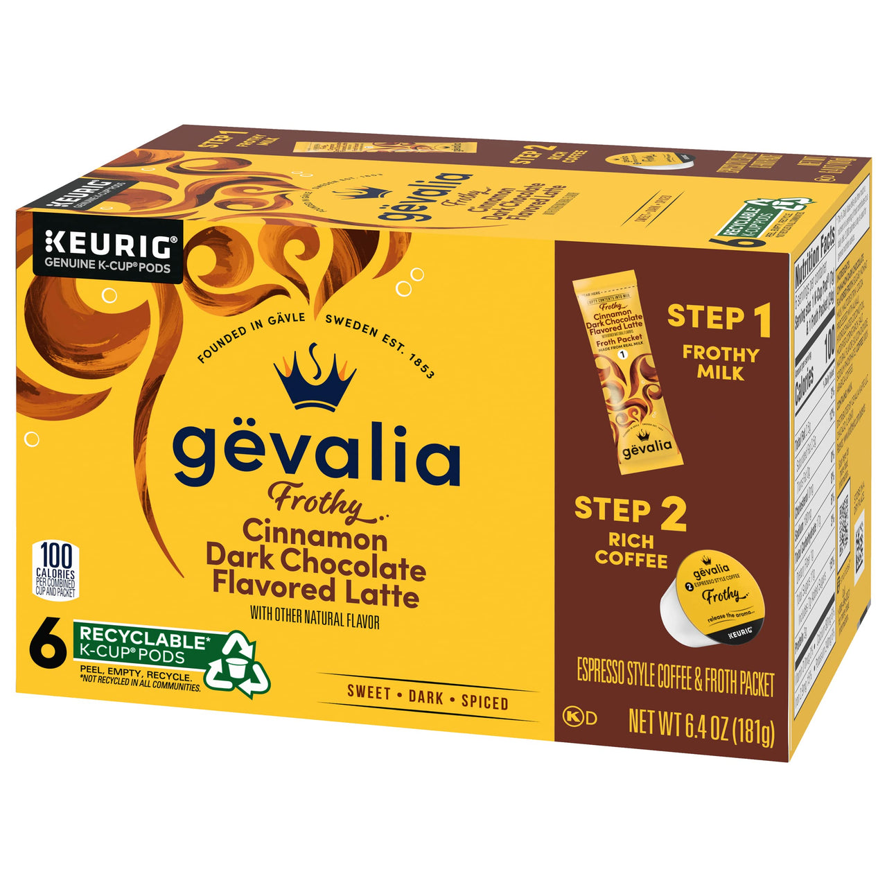 Gevalia Frothy Pod Cinnamon Dark Chocolate