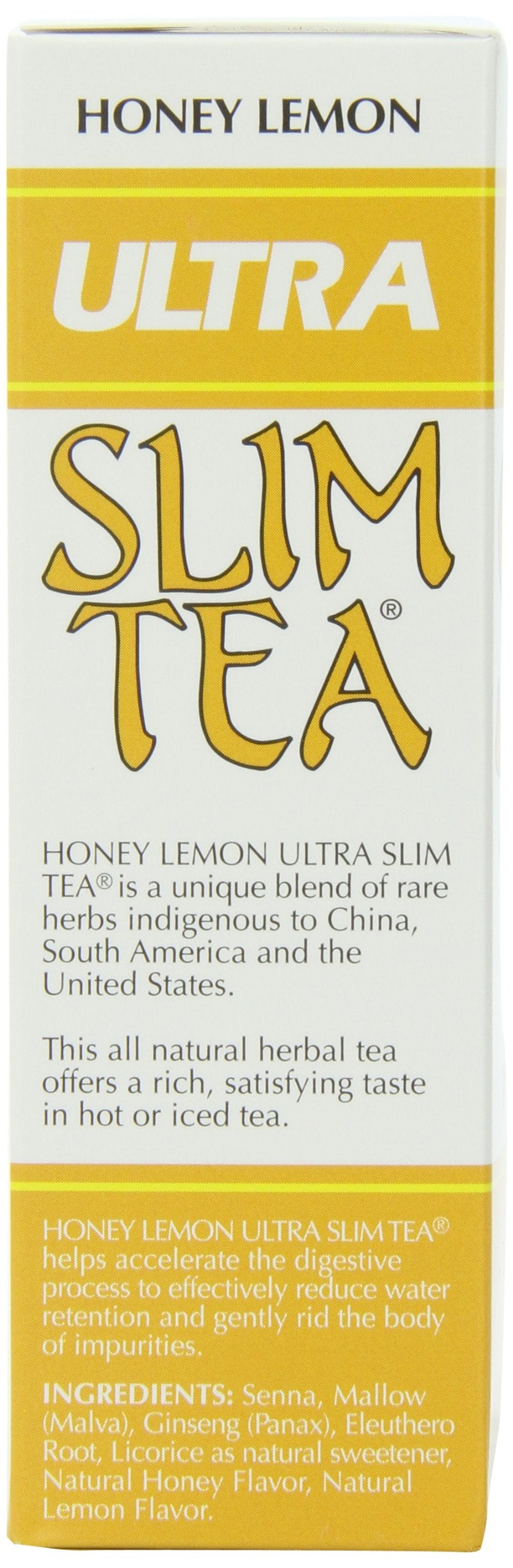 Ultra Slim Tea, Honey Lemon, Caffeine Free, Tea Bags, 24-Count Box, 1.69 Ounce, (Pack of 4)