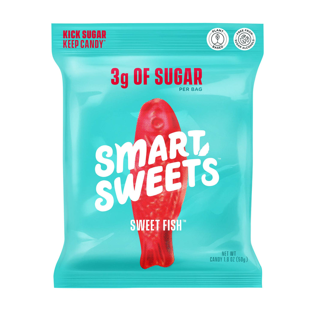 SmartSweets Sweet Fish, Candy with Low Sugar (3g), Low Calorie(100), Plant-Based, Free From Sugar Alcohols, No Artificial Colors or Sweeteners, 1.8oz. (Pack of 6)