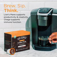 THINK Coffee with Lion's  Mane & Chaga Mushrooms Decaf Pods - Box (24-count)