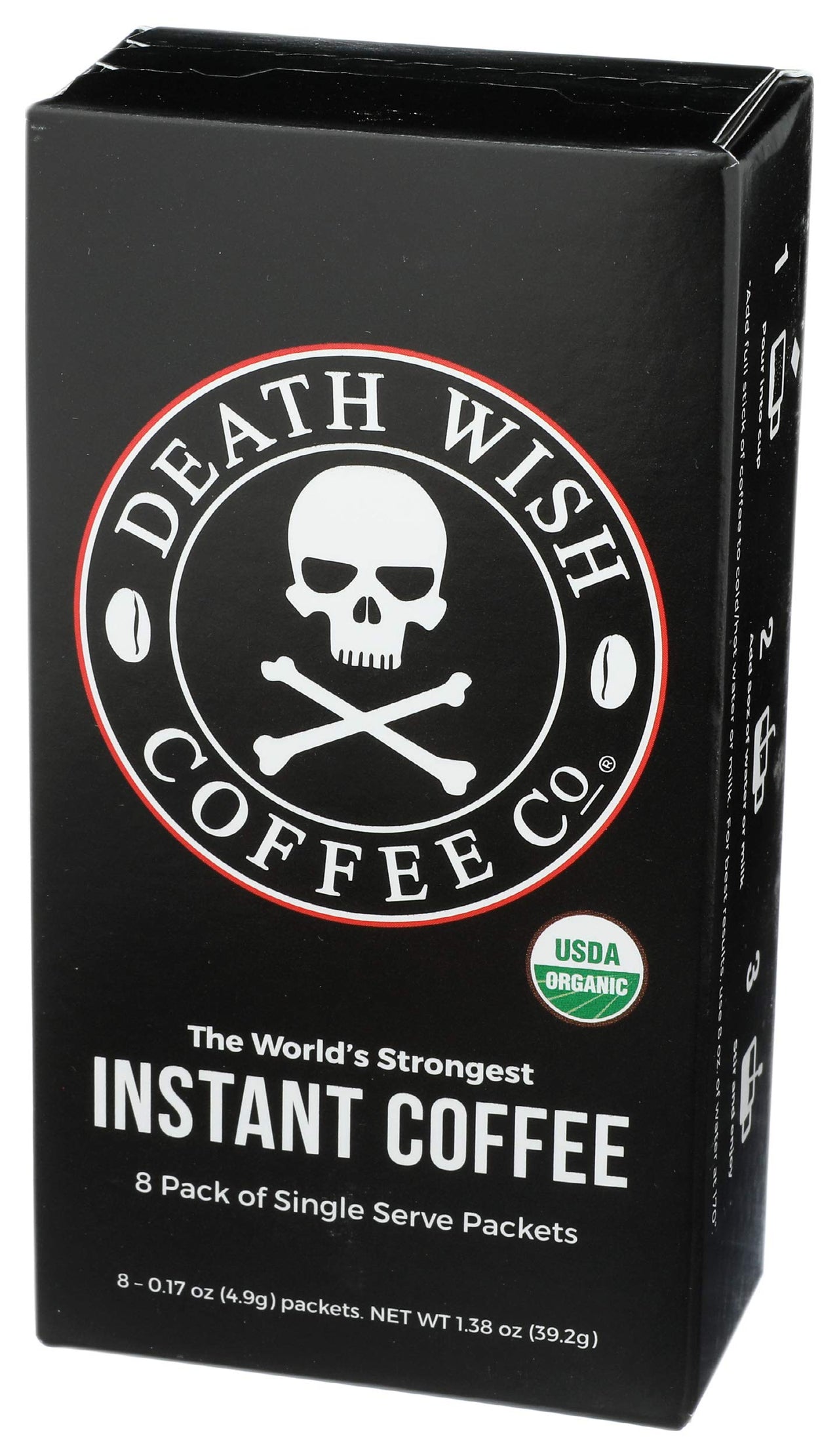 Death Wish Coffee Co., Instant Coffee, Single Serve Packets, Net wt. 1.38 Oz (Pack of 8)