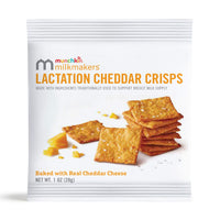Munchkin Milkmakers Lactation Cheddar Crisps for Breastfeeding Moms with Oats and Flax, 6 Count