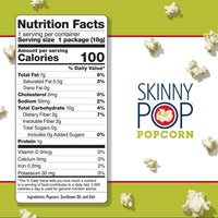 Skinny Pop Original Popcorn Snack Packs, 0.65 Oz, 6 Ct