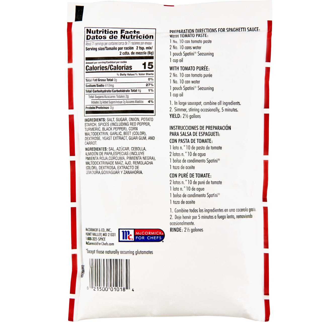 Lawry's  Spatini Spaghetti Sauce Seasoning Mix, 15 oz - One 15 Ounce Packet of Spaghetti Seasoning Mix, Ideal for Creating Flavorful Italian Sauce