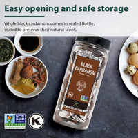 Soeos Black Cardamom 6 Ounces, NON GMO Verified, Kosher, Asian and India Cooking Spice, Smoky Flavor, Freshly Dried Cardamom, Cardamom Seeds, Cardamom Pods for Cooking, Whole Kali Elaichi, 6oz.