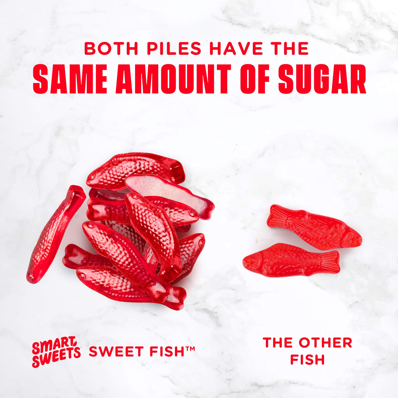 SmartSweets Sweet Fish, Candy with Low Sugar (3g), Low Calorie(100), Plant-Based, Free From Sugar Alcohols, No Artificial Colors or Sweeteners, 1.8oz. (Pack of 6)