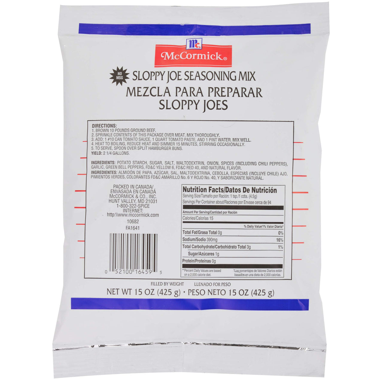 McCormick Culinary Sloppy Joe Seasoning Mix, 15 oz