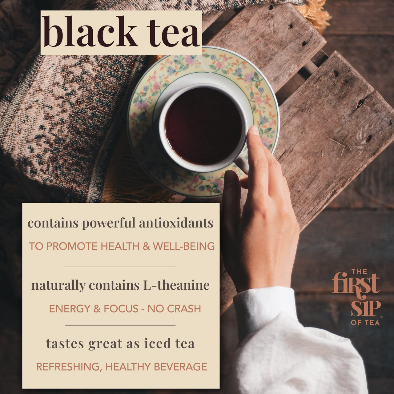 The Spice Hut The First Sip of Tea Daybreak Assam Black Tea, 16 Count Tea Box (SHBX110)