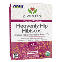 NOW Foods Give a Tea Organic Heavenly Hibiscus Punch Tea, Caffeine-Free, 24 bags, for everyday wellness