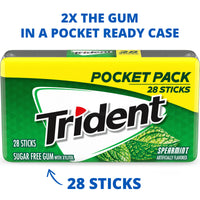 Trident Spearmint Sugar Free Gum, 28 Piece Pocket Pack