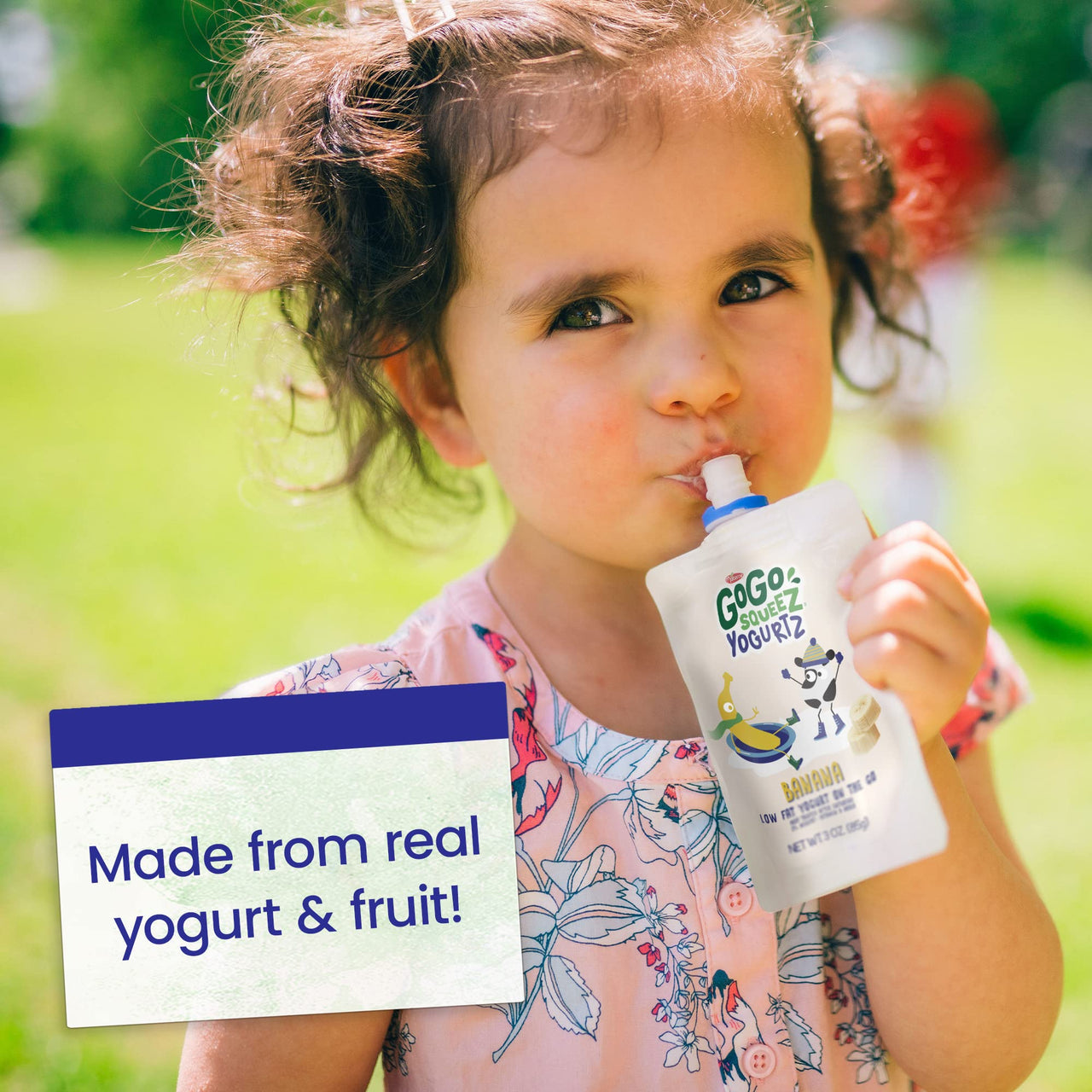 GoGo squeeZ yogurtZ Banana, 3 oz. (4 Pouches) - Kids Snacks Made from Real Yogurt & Fruit - Pantry Friendly Snack, No Fridge Needed - No Preservatives - Kosher Certified - Gluten Free Snacks for Kids