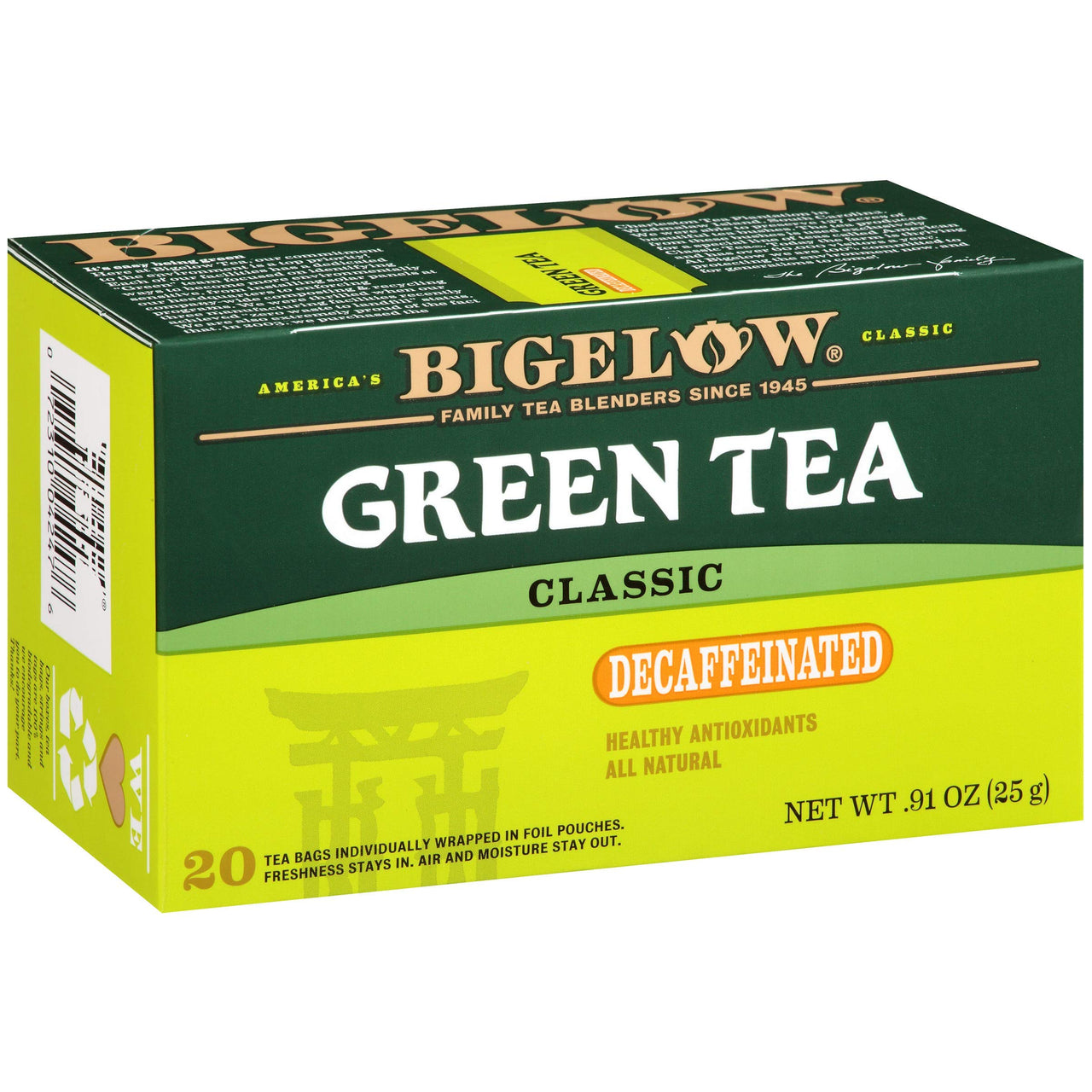 Bigelow Classic Green Tea Decaffeinated, 20 ct