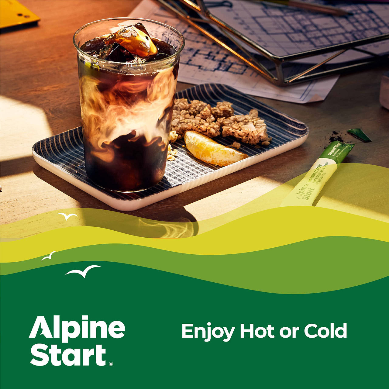 Alpine Start Premium Instant Coffee, Medium Roast Original Blend Arabica Coffee, Dairy, Soy & Gluten Free 30 Servings, 3.3 oz (Pack of 1)