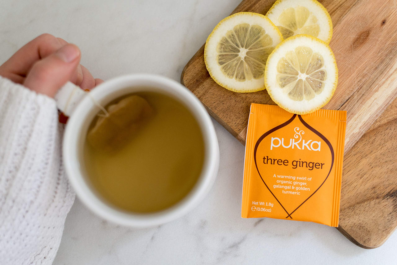 Pukka Three Ginger, Organic Herbal Tea With Turmeric & Galangal, Perfect for After Meals, 60 Tea Bags (3 Pack)