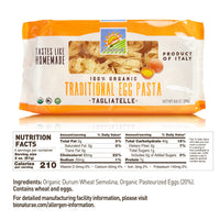 Bionaturae Pappardelle Pasta Noodles - Durum Semolina Pasta, Kosher, High Protein, Non-GMO, USDA Certified, Durum Semolina Pappardelle, Pappardelle Noodles Organic, Crafted in Italy - 8.8 Oz