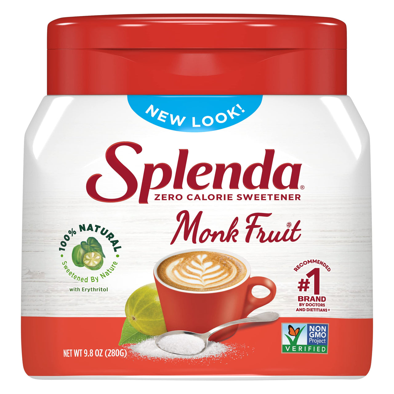 SPLENDA Naturals Zero Calorie All Natural Granulated Sweetener - Jar, Monk Fruit, 9.8 Oz