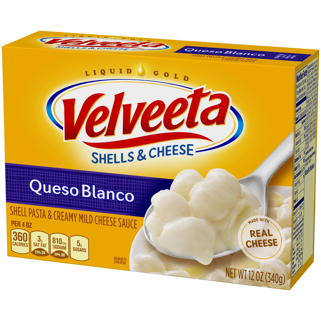 Velveeta Shells & Cheese Queso Blanco Shell Pasta & Cheese Sauce, Holiday Recipes (12 oz Box)